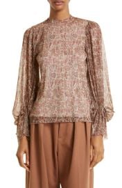 Ted Baker London Missiy Metallic Floral Bishop Sleeve Blouse at Nordstrom