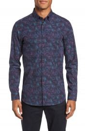 Ted Baker London Modern Slim Fit Palm Print Sport Shirt at Nordstrom