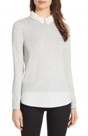 Ted Baker London Nansea Floral Collar Tiered Hem Sweater at Nordstrom