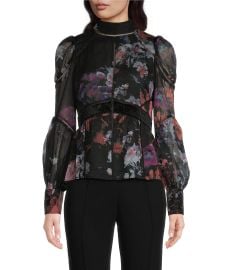 Ted Baker London Neeveh Floral Ladder Lace Trim Mock Neck Long Sleeve Peplum Blouse Dillardx27s at Dillards