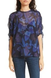 Ted Baker London Nixole Floral Ruched Sleeve Top at Nordstrom