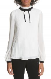 Ted Baker London Pleated High Neck Chiffon Top at Nordstrom