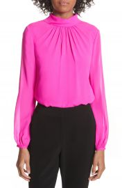 Ted Baker London Ruched Silk High Neck Blouse at Nordstrom