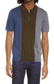 Ted Baker London Swansea Vertical Stripe Merino Wool Polo Sweater in Charcoal  at Nordstrom