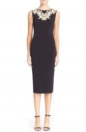 Ted Baker London Tammara Embroidered Midi Sheath Dress at Nordstrom