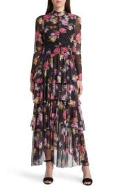 Ted Baker London Tiloula Floral Ruched Long Sleeve Tiered Midi Dress at Nordstrom