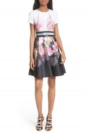 Ted Baker London Valerey Painted Posie Belted Skater Dress at Nordstrom