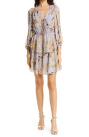 Ted Baker London Womens Gretia Leaf Print Long Sleeve Peplum Dress at Nordstrom