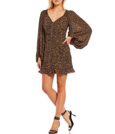 Ted Baker London Wyatte Animal Print V-Neck Balloon Long Sleeve Ruched Bodycon Mini Dress  Dillardx27s at Dillards