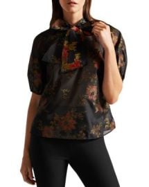 Ted Baker Marshil Tie Neck Puff Sleeve Top Bloomingdales at Bloomingdales