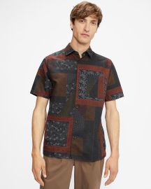 Ted Baker Patchwork Print Shirt in Dark Red at Ted Baker