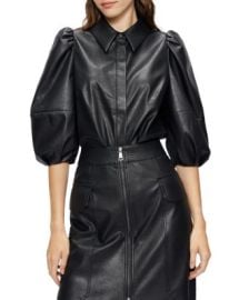 Ted Baker Prins Puff Sleeve Faux Leather Shirt Bloomingdales at Bloomingdales