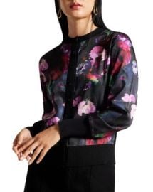 Ted Baker Printed Woven Front Cardigan Bloomingdales at Bloomingdales