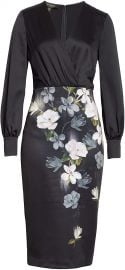 Ted Baker Women s Alithea Opal Print Black Long Sleeve Midi Dress at Amazon