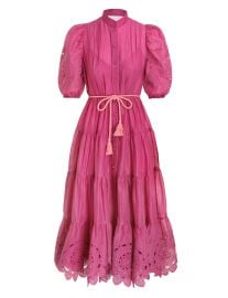 Teddy Scallop Frill Mid Dress Fuchsia Online  Zimmermann at Zimmermann