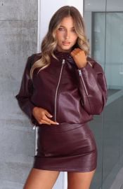 Tell Me Nothing PU Jacket Burgundy 124 White Fox Boutique at White Fox