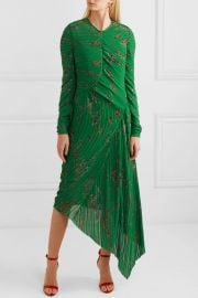 Teresa asymmetric floral-print plissé-georgette midi dress at Net A Porter