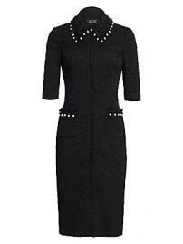 Teri Jon by Rickie Freeman - Boucl   Faux Pearl-Trimmed Sheath Dress at Saks Fifth Avenue