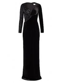 Teri Jon by Rickie Freeman - Stretch-Velvet Sequin Gown at Saks Fifth Avenue