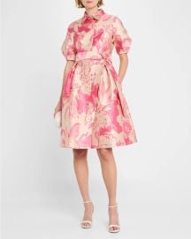 Teri Jon by Rickie Freeman Floral Embossed Dress at Neiman Marcus