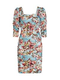 Teri Jon by Rickie Freeman Floral Ruched Knee Length Dress at Saks Fifth Avenue