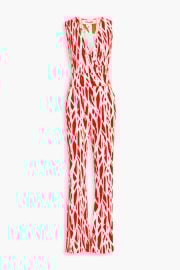 Terria Wrap Effect Printed Jersey Wide Leg Jumpsuit at The Outnet