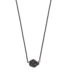 Tess Gunmetal Pendant Necklace in Black Drusy  Kendra Scott at KendraScott