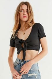  Tessa Tie-front Cropped Top at Urban Outfitters