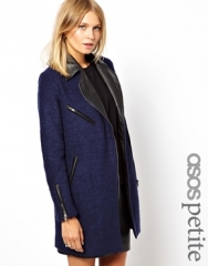 Texture Wool Biker Coat at Asos