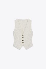 Textured Button Vest at Zara