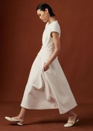 Textured Cap Sleeve Midi Dress MEEM Soft White at ME+EM