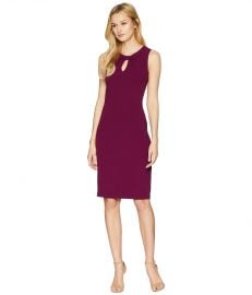 Textured Crepe Draped Neckline Sheath Dress by Adrianna Papell  at Zappos