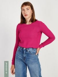 Textured Crewneck Sweater in Fuchsia at Frank and Oak