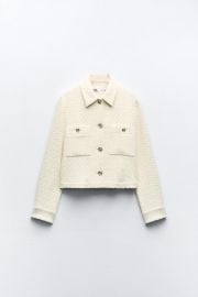 Textured Jewel Button Jacket at Zara