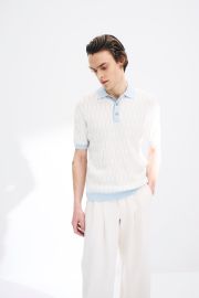 Textured Pattern Merino Wool Polo King amp Tuckfield at King and Tuckfield