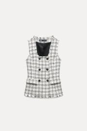 Textured Plaid Waistcoat at Zara