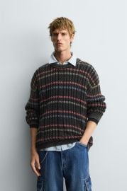 Textured Striped Sweater at Zara