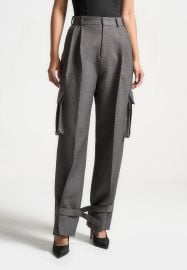 Textured Tailored Pleated Cargo Trousers - Grey Marl Manire De Voir USA at Manière De Voir