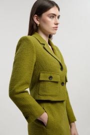 Textured Tweed Pocket Front Tailored Cropped Jacket at Karen Millen