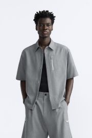 Textured Weave Overshirt at Zara