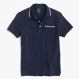 Textured cotton tipped polo shirt in navy at J. Crew