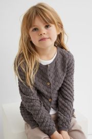 Textured-knit Cardigan - Dark taupe - Kids  HampM US at H&M