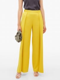 Textured pleat satin trousers at Matches