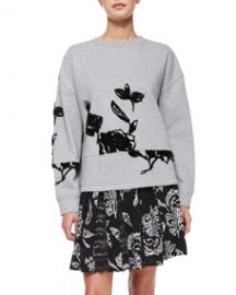 Thakoon Addition Flocked Floral Sweatshirt at Neiman Marcus