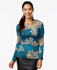 Thalia Sodi Embellished Tri-Cut Ruched Top Only at Macys at Macys