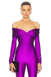 The Andamane Kendall Off Shoulder Bodysuit in Purple FWRD at FWRD
