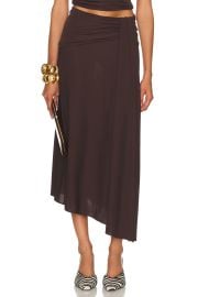 The Andamane Wren Draped Midi Skirt in Dark Brown FWRD at FWRD