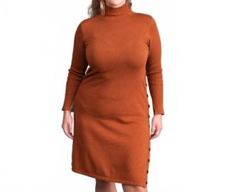 The Athletic Side Of Us Ribbed Sweater Dress In Burnt Orange ShopSimon at Shop Simon