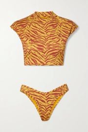 The Attico Crystal embellished animal print bikini at Net a Porter