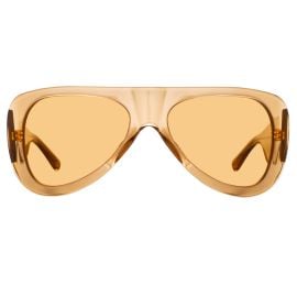 The Attico Edie Aviator Sunglasses in Sand by LINDA FARROW LINDA FARROW US at Linda Farrow